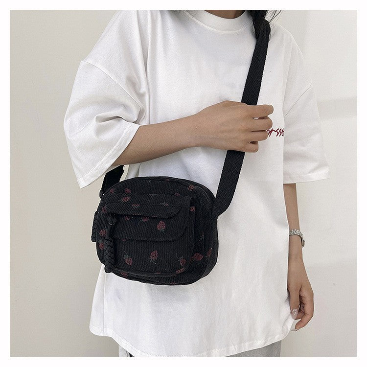 Cute Strawberry Shoulder Bag Casual Zipper Trendy Crossbody Bag Tote Handbag for Women Girls Travel Work Messenger Bag Handbags