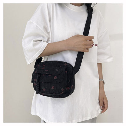 Cute Strawberry Shoulder Bag Casual Zipper Trendy Crossbody Bag Tote Handbag for Women Girls Travel Work Messenger Bag Handbags