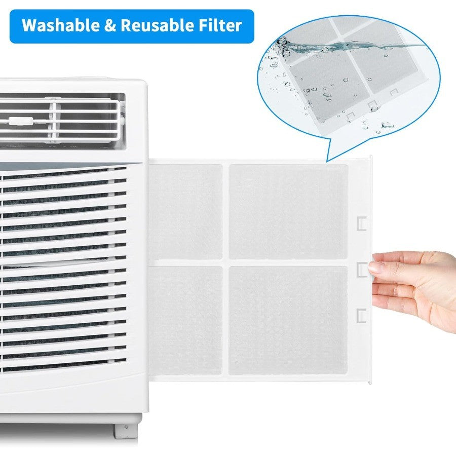 Ar Condicionado de Janela 6000 BTUs Unidade AC 3 em 1 para Janela Funciona como Refrigerador Desumidificador Ventilador com Timer Modo de Sono ECO Instalação
