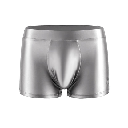 AMORESY Men's Satin Glossy Boxer Shorts Breathable High Elastic Sports Thin Soft Brief Swimming Fitness Solid Leggings Underwear