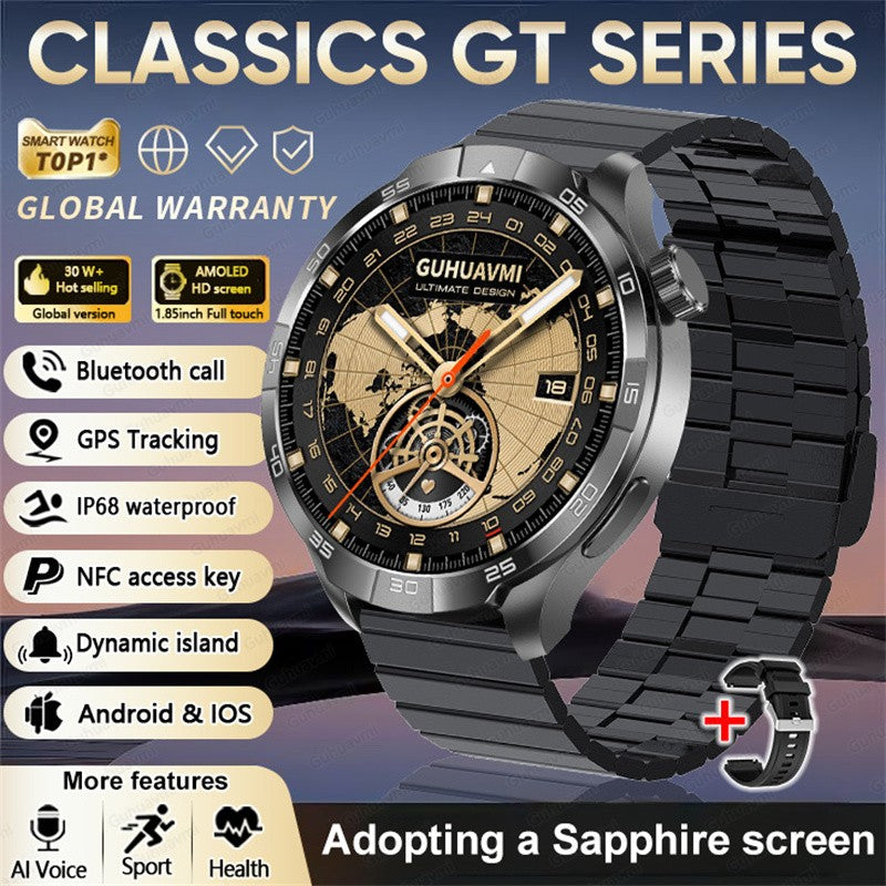 2026 Smartwatch com Display AMOLED Sempre Ativo, NFC, Chamada Bluetooth, Trajetória GPS, Impermeável, Saúde e Esporte, para Homens, Compatível com Android e iOS