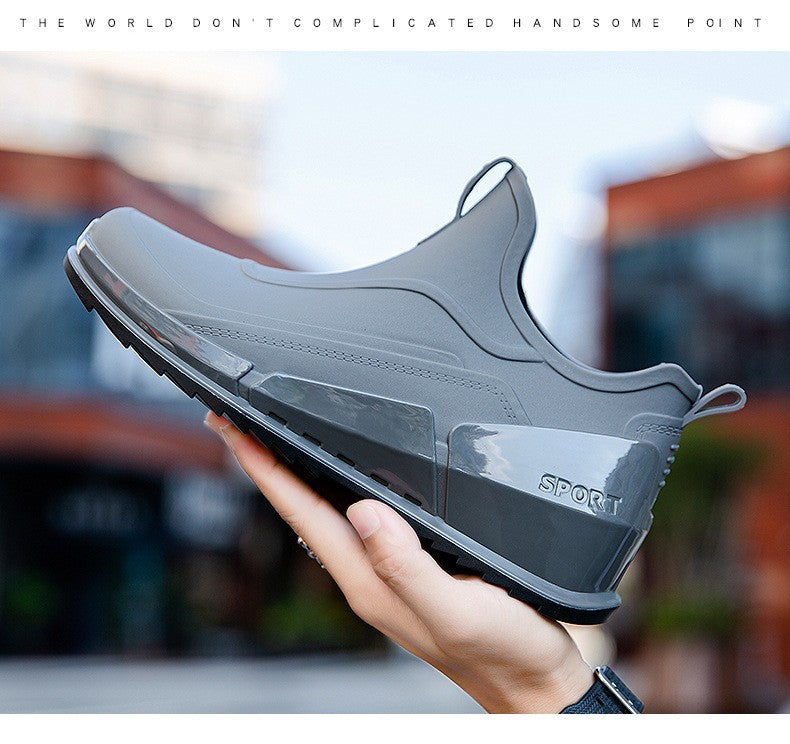 Ankle Rain Boots Men's Motorcycle Waterproof Shoes Outdoor Rain Boots Fishing Non-slip Rubber Shoes Thick Soled Water Shoes