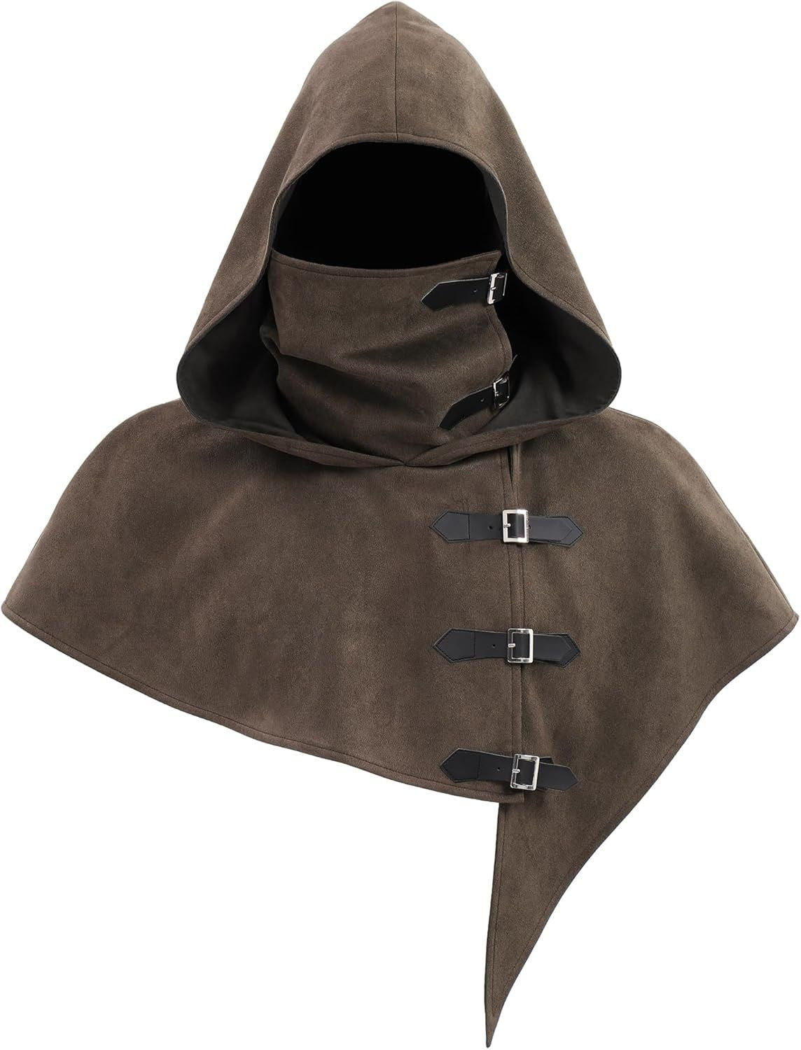 Vintage Medieval Hood Shawl Scarf Set Gothic Assassin Cowl Cape Adult Cosplay Cloak LARP Halloween Carnival Themed Party Outfit