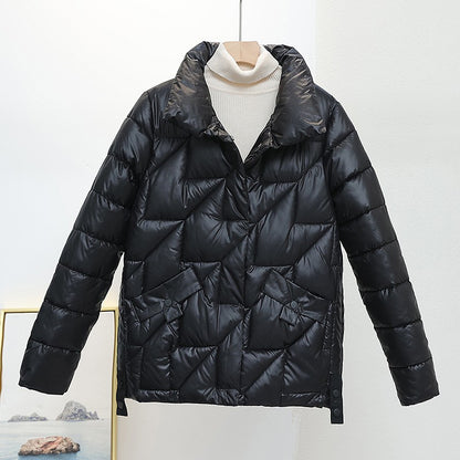 Women Jacket Winter Parkas Female 2023 New Glossy Down Cotton Jackets Stand Collar Casual Warm Parka Short Coat Female Outwear