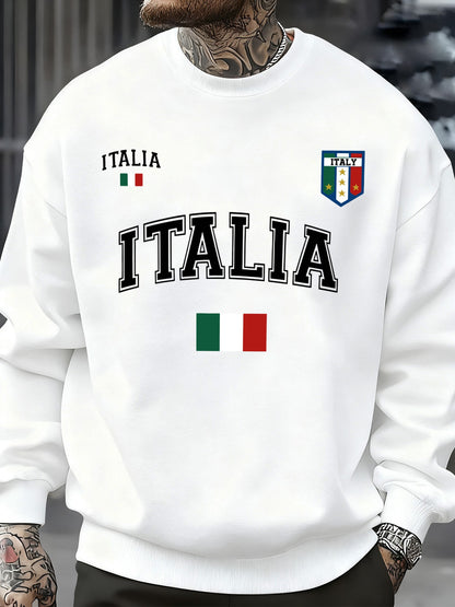 Italia Italian Flag Design Men Sweatshirt Creative Fleece Streetwear Fashion Clothes Autumn Hip Hop Pullovers Casual Tops