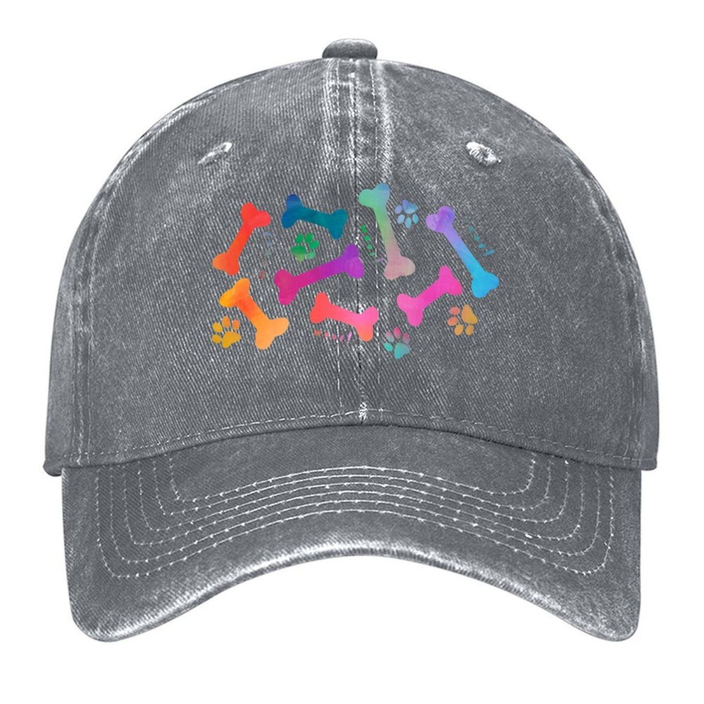 Rainbow dog bones and paw prints pattern Baseball Cap Luxury man cap fashionable Brand Man cap Cosplay Caps For Men Women's