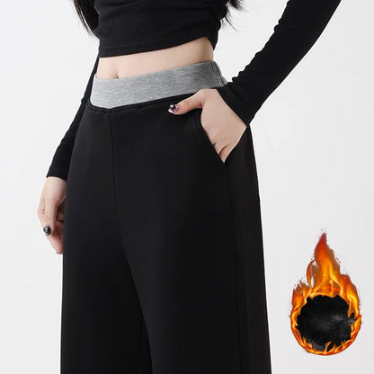 Winter Female Designer Snow Warm Casual Pants Girls Fashion Plush High Waist Trousers Lady Comfortable Fleece Thermal Pants