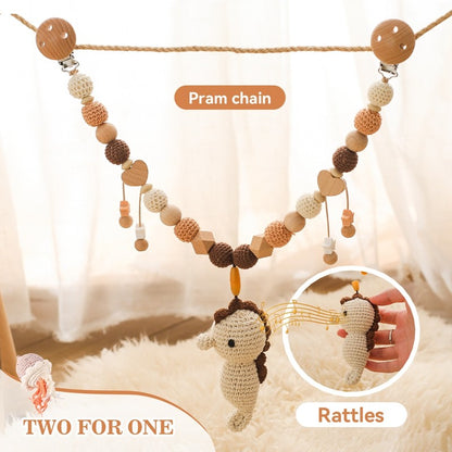Baby Crochet Stroller Toys Wooden Hanging Ocean Stroller Teething Rattle Bell Animal Mobiles Gym Stroller Pendants Gifts Toys