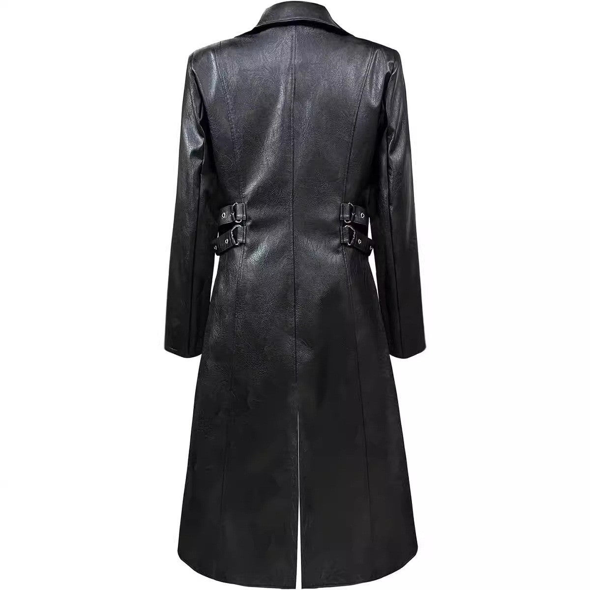 Men Steampunk Faux Leather Vintage Jacket Medieval Trench Coat Long Outwear Winter Gothic Windbreaker Motorcycle Halloween Stage