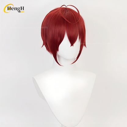 In Stock Anime Riddle Short 30cm Red Cosplay Anime Wig And Headwear Heat Resistant Synthetic Hair Halloween Party Wigs + Wig Cap