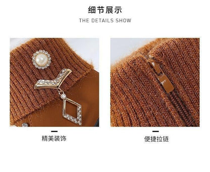 Women's Designer High Heels Shoes 2023 Winter New Warm Non-slip Block Cow Suede Warm Snow Boots Fashion Crystal Plush Goth Botas