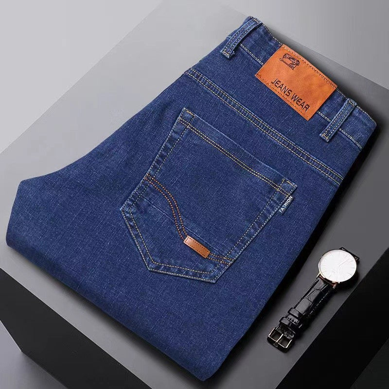 2025 NOVOS Jeans Masculinos da Moda Business Estilo Clássico Casual Elástico Slim Calça Jeans Marca Masculina Calças Jeans Preto Azul