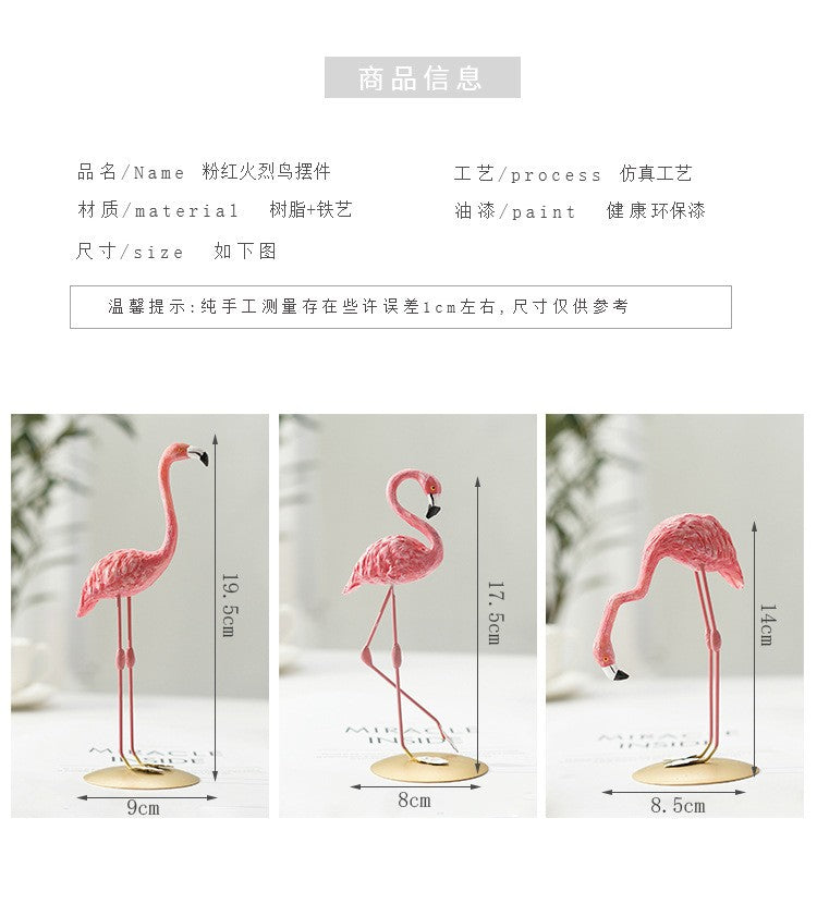 Nordic Home Decor Accessories Creative Resin Flamingo Figurines Pink Sculpture Animal Model Living Room Desktop Ornament Crafts