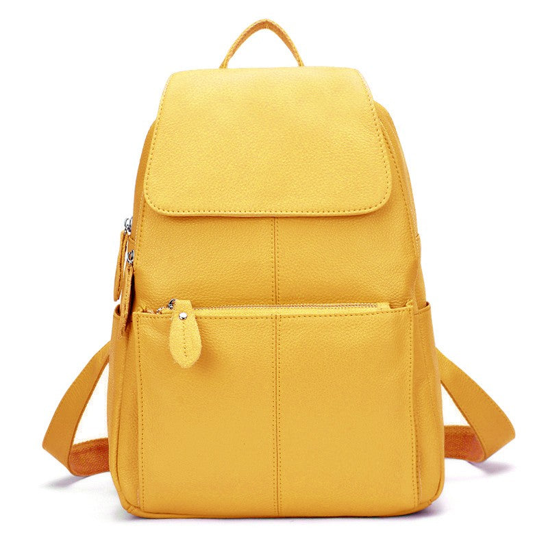 Zency Mochila Feminina Elegante Preta Branca Couro Genuíno Qualidade A++ Antifurto Grande Capacidade Mochila de Viagem Designer