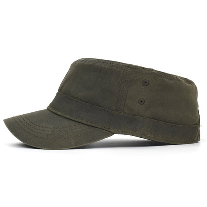Bonés Militares de Lona Encerada Algodão Masculinos Impermeáveis Chapéu Cadete do Exército Design Único Vintage Topo Reto