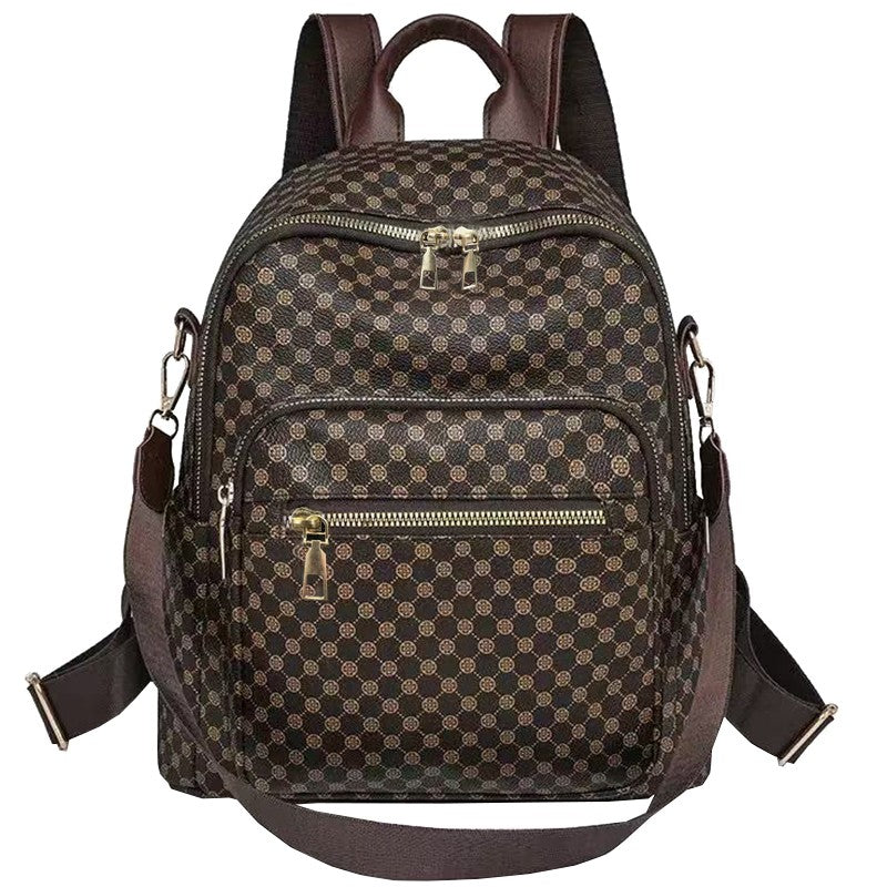 Neutral color backpack for men and women with multi-layered pockets and colorful design for schoolbags