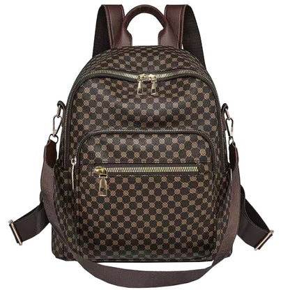 Neutral color backpack for men and women with multi-layered pockets and colorful design for schoolbags