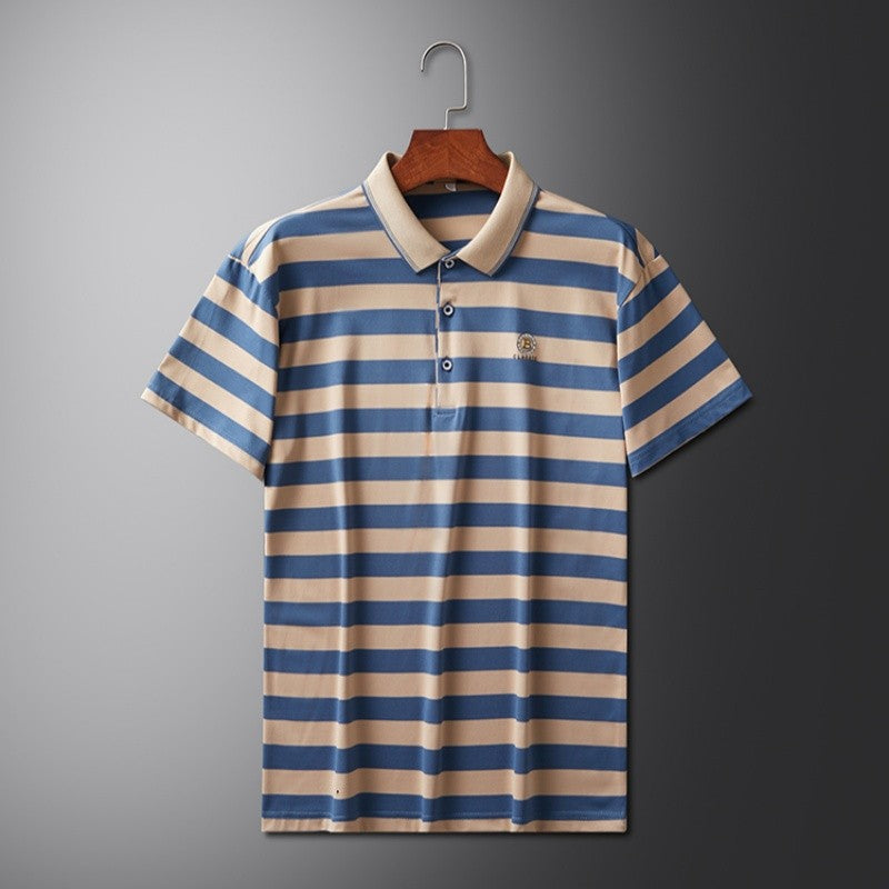 High End Design Men's Polo Shirt Striped Letter Print Short Sleeve Lapel T-Shirt Summer New Business Versatile Casual Men's Wear