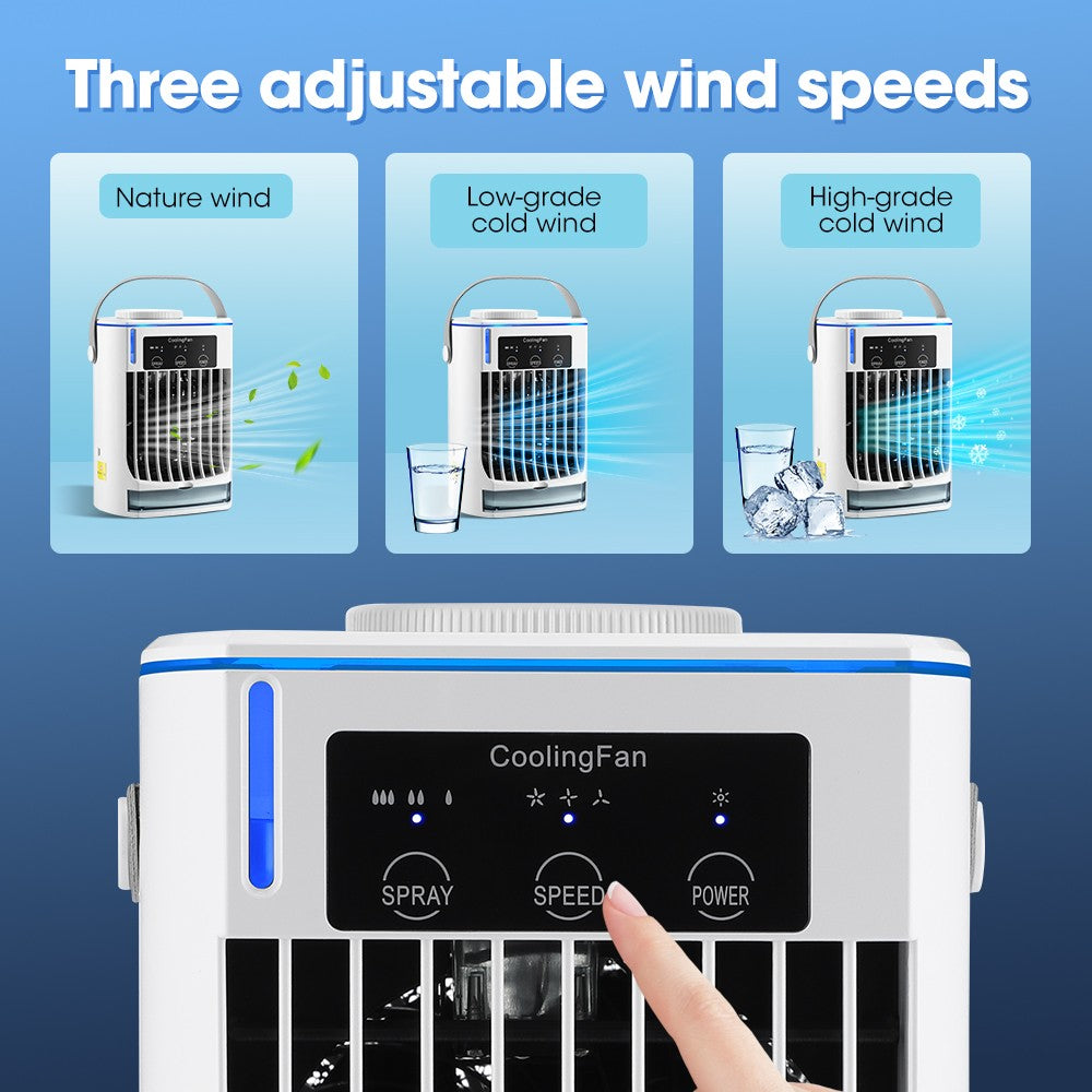 Portable Air Conditioner Mini Air Cooler USB Air Conditioning Fan 500ml Ice Water Air Cooling Fan With Humidifier for Bedroom