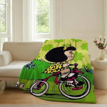 Cartoon cute Mafaldas World Blanket For Sofa Office Bed Plane Travel Sleep Read Relax Camping Soft And Warm