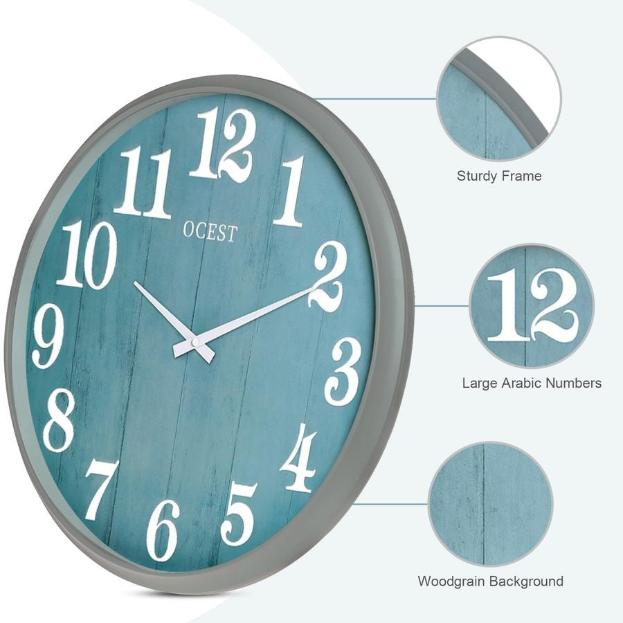 18 Inch Large Wall Clock, Silent NonTicking Modern Wall Clocks with Woodgrain Design Decorative for Living Room, Farmhouse, Kitc