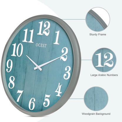 18 Inch Large Wall Clock, Silent NonTicking Modern Wall Clocks with Woodgrain Design Decorative for Living Room, Farmhouse, Kitc