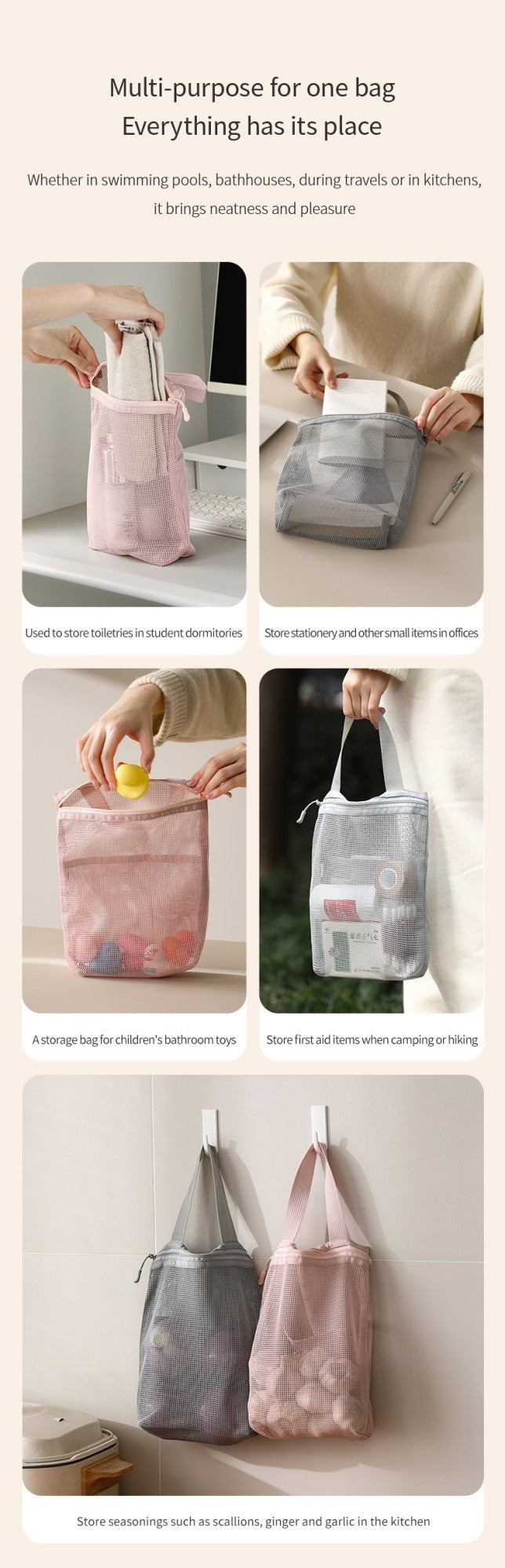 23x26cm Portable Toiletry Bag with Handy Handle Large Capacity Mesh Toiletry  Storage Bag Makeup Bag for Business Trips Travel