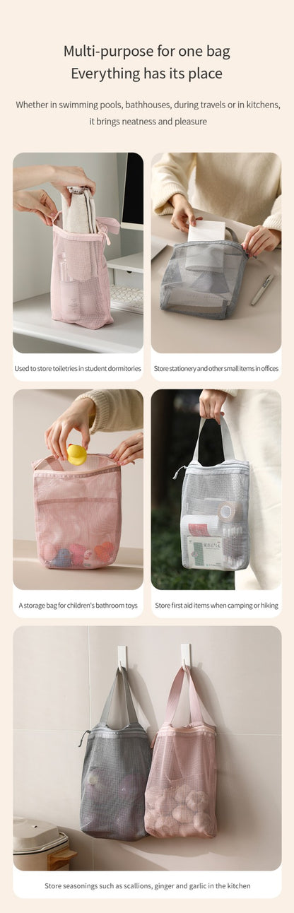 23x26cm Portable Toiletry Bag with Handy Handle Large Capacity Mesh Toiletry  Storage Bag Makeup Bag for Business Trips Travel