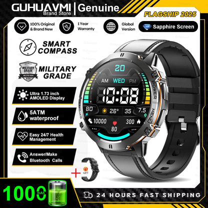 Smartwatch T-Rex 3 Militar Bateria 1000mAh 10ATM À Prova D'água GPS Bússola Altímetro Chamada AMOLED Masculino Natação Esportivo