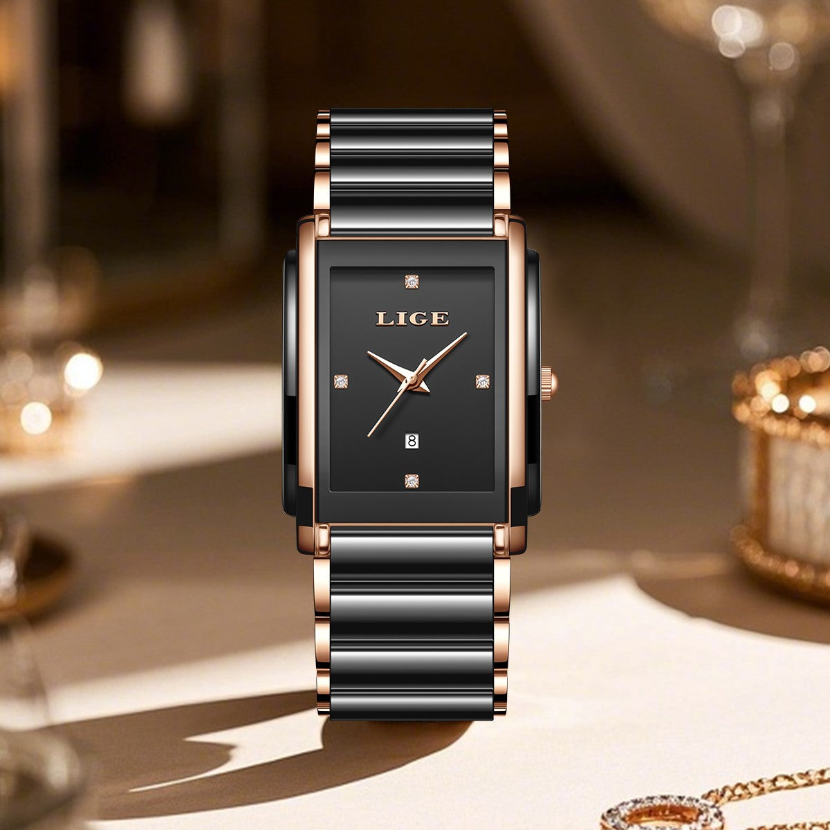 LIGE Fashion Elegant Watch for Women Japanese Movement Ceramics Strap Luxury Ladies Bracelet Quartz Watches Gifts Reloj Mujer