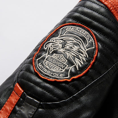 Mens Vintage Motorcycle Jacket 2023 Men Fashion New Biker Leather Jacket Male Embroidery Bomber Coat Winter Fleece Pu Overcoat