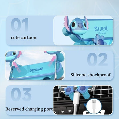 Suporte para Celular Stitch Desenho Universal para Carro Ventosa Suporte de Navegação Acessórios Fofos para Carro Decoração Suporte GPS Móvel