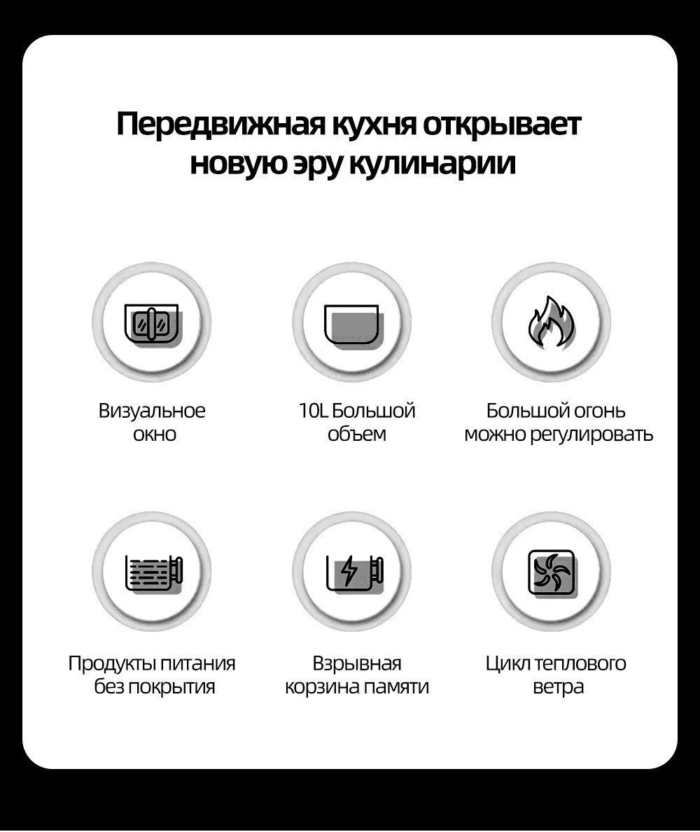 10L Multi functional Home Smart Air Fryer with Large Capacity Touch Screen Non stick Inner Perspective Without Oil Oven