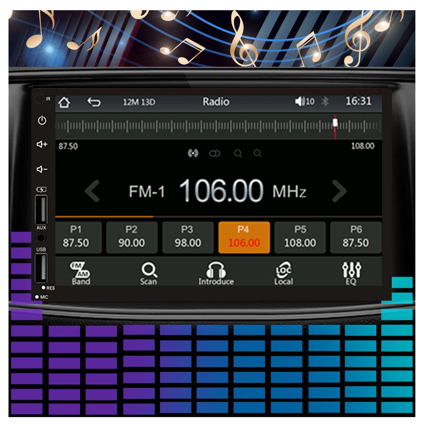 Leadfan 7 polegadas Tela Touchscreen Som Automotivo 2 Din CarPlay Android Auto Player de Vídeo para Carro com Câmera de Painel e Câmera de Ré BT FM 2USB