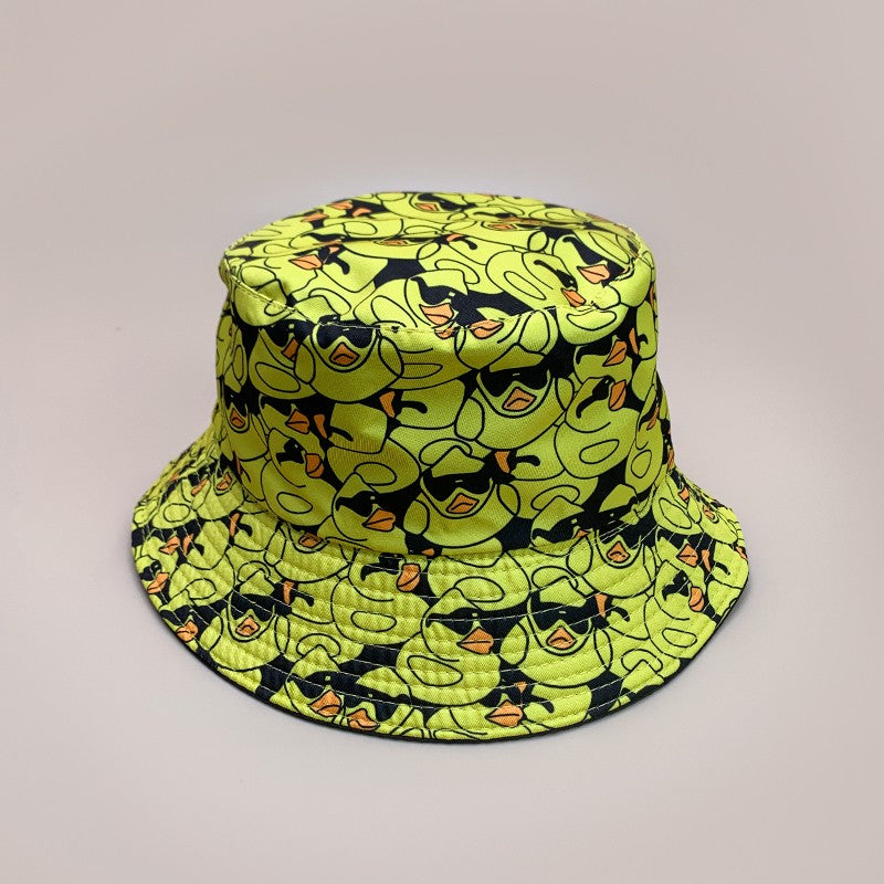 Cartoon Yellow Duck Bucket Hats New Unisex Cute Sunshade Double Sided Wearable Fashion Casual Versatile Outdoor Fisherman Caps