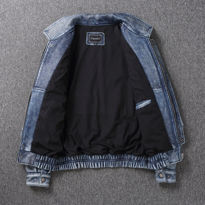 2025 New Luxury Unisex Cowhide Jacket - Short Cut Relaxed Fit Leather Biker Style Coat