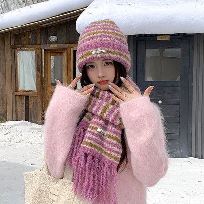 Rabbit Fur Hat  New Autumn Winter Style Warm Beanie  Large Head Circumference Jacquard Elegant Bucket Hat  Women 56-58CM