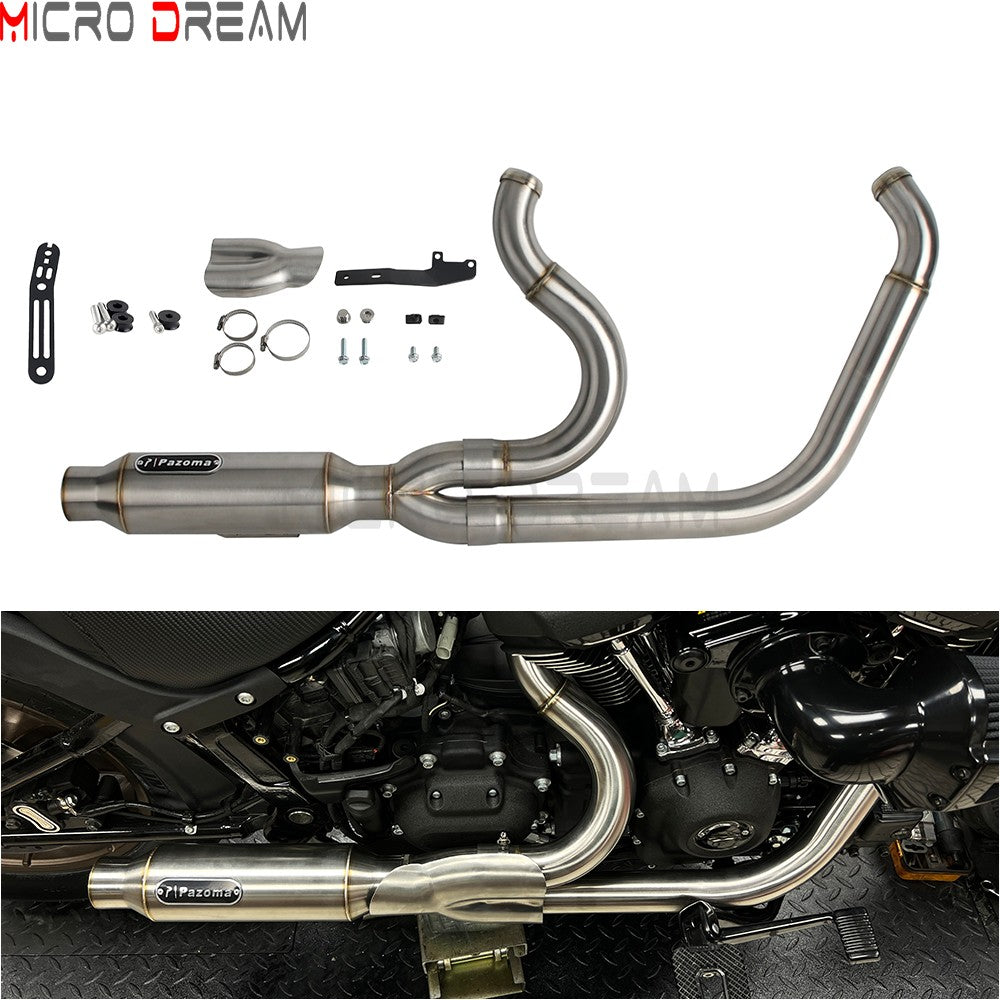 For Harley Softail Low Rider ST FXLRST 117 2025-26 Full Complete Exhaust System Swept-up Muffler Motorcycle Exhaust Pipes 2-In-1