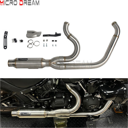 For Harley Softail Low Rider ST FXLRST 117 2025-26 Full Complete Exhaust System Swept-up Muffler Motorcycle Exhaust Pipes 2-In-1