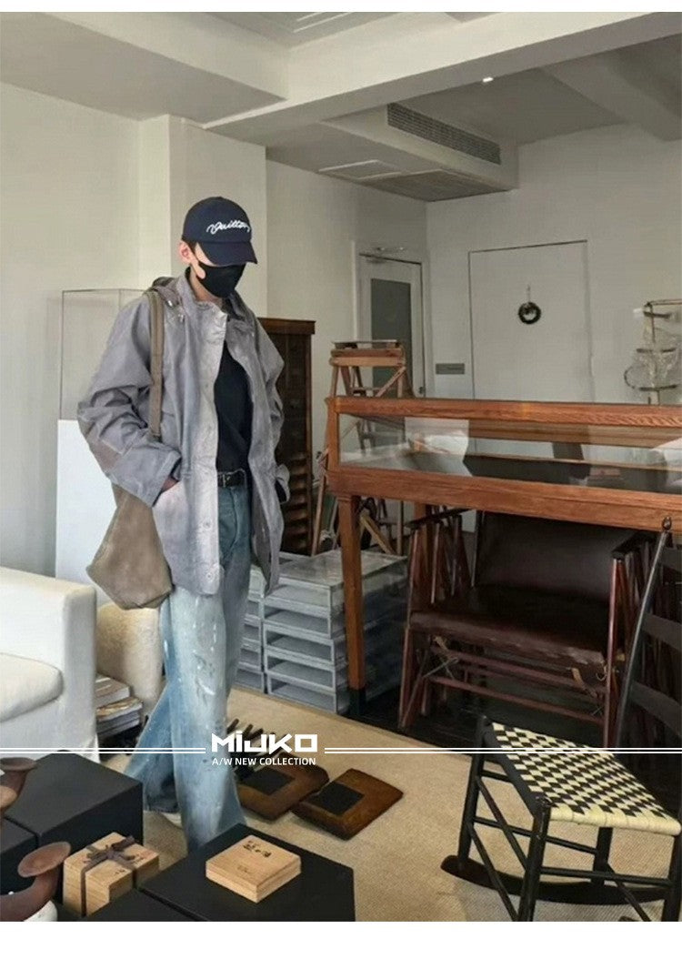 MIJKO Tie Dye Splatter Paint Denim Jeans Men's Loose Wide Leg Jeans American TJ131