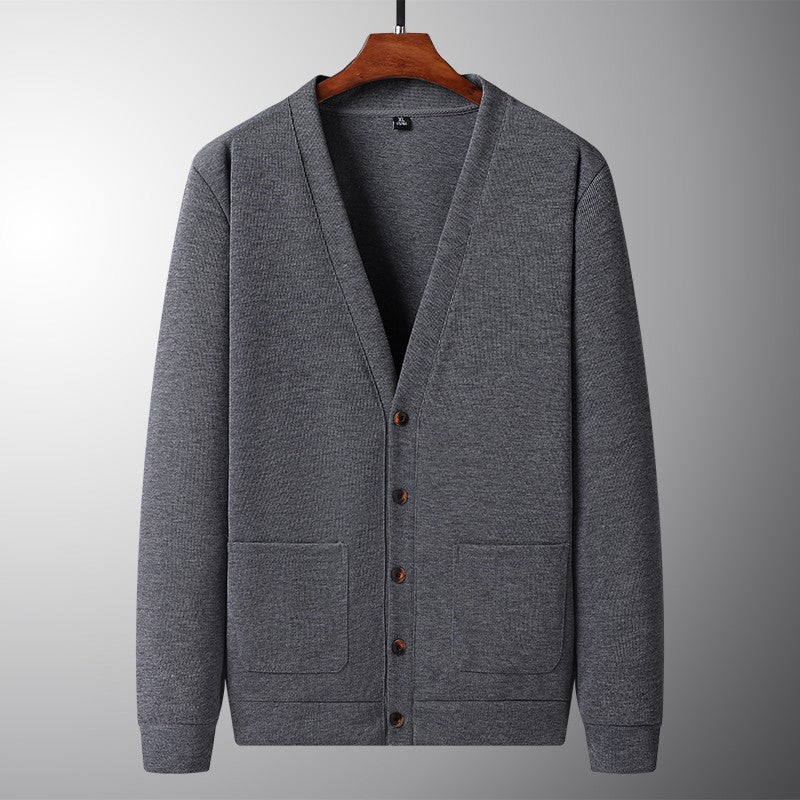 2024 Spring and Autumn New V-neck Cardigan Jacket for Men's Loose Knitted Casual Outdoor Versatile Jacket