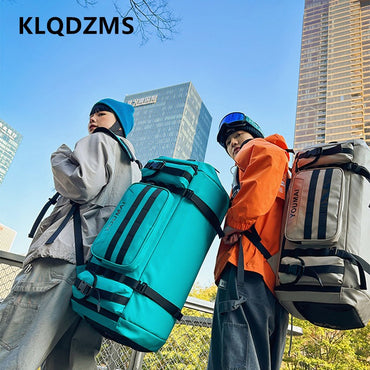 KLQDZMS Women's Ski Backpack Multifunctional Luggage Bag Multifunctional Oxford Cloth Checked Storage Bag Men's Travel Handbag