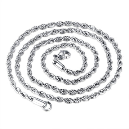1 Colar de Aço Inoxidável Para Homens Mulheres, Corrente de Corda Trançada, Gargantilha, Colar Cor Dourada, Joia de Metal da Moda, Presente