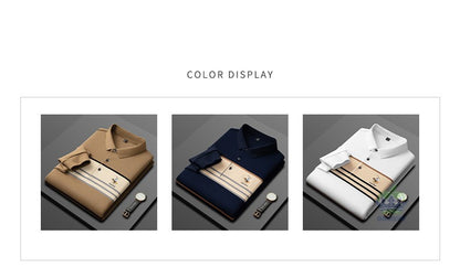 Luxury Embroidery Autumn Winter Men's Long-Sleeved Polo Shirt 100%Cotton Hip-Hop Harajuku Lapel Full-Sleeved polo Tops Male 3XL