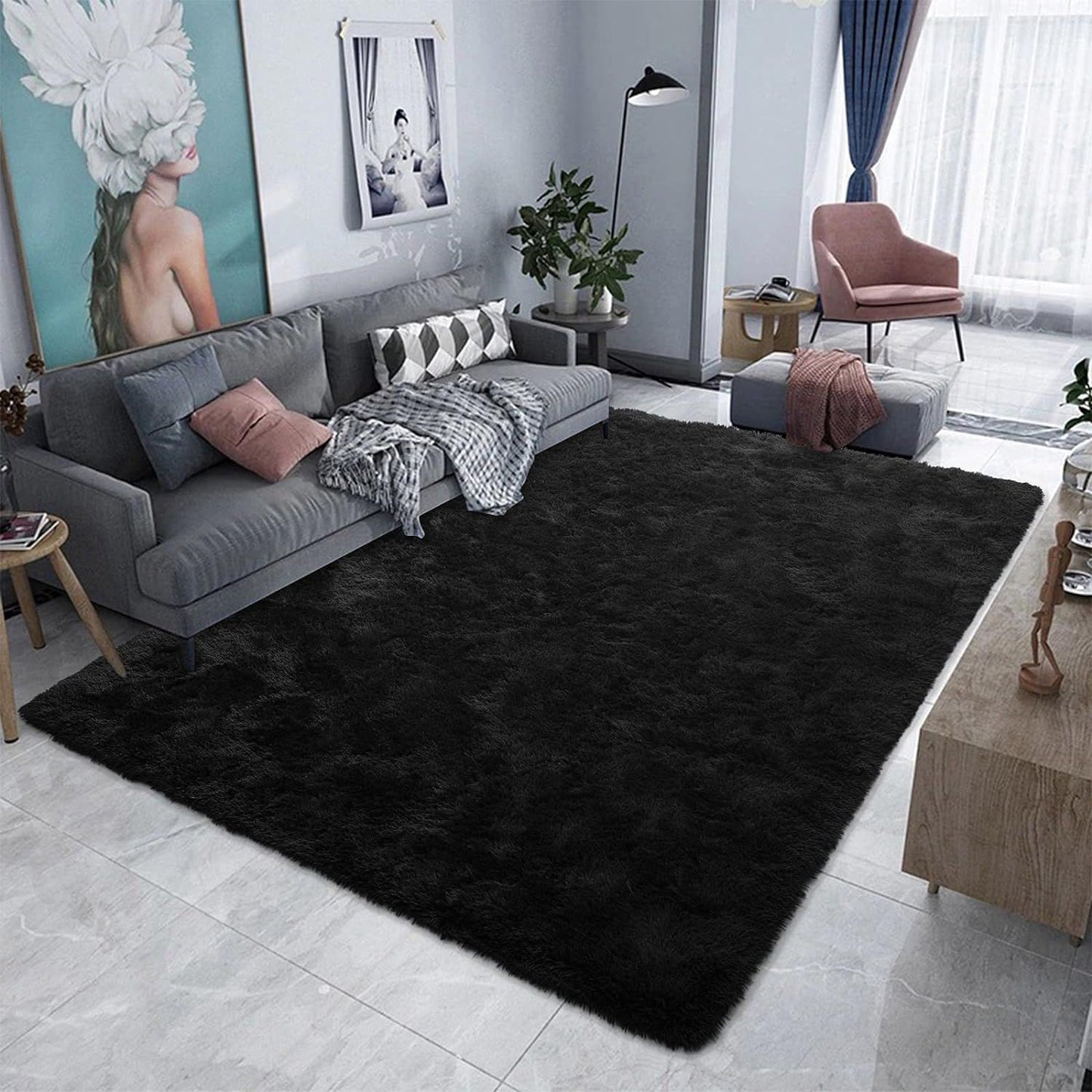 Silk Wool Carpet Living Room Plush Rug Bed Room Floor Fluffy Mats Non-slip Home Decor Soft Velvet Carpet Kids Room Blankets
