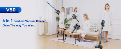 INSE V50 Cordless Vacuum Cleaner Powerful Suction 6-in-1 Lightweight Stick Vacuum with Rechargeable Battery for Carpets Pet Hair