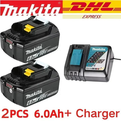 Bateria recarregável 100% original Makita 18V 5.0Ah 6.0Ah 9.0Ah, para ferramentas elétricas Makita Bateria+carregador+furadeira elétrica