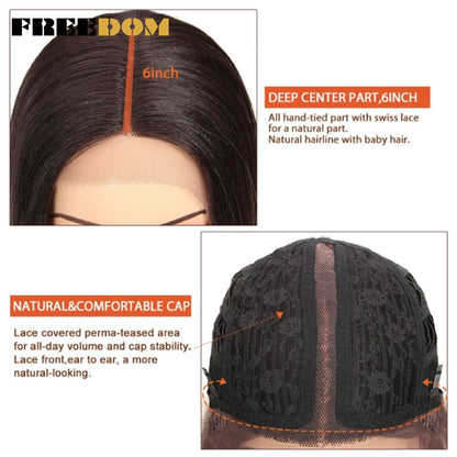 Peruca frontal de renda sintética FREEDOM para mulheres, 38 polegadas, longa, lisa, ombré, marrom, vermelho, gengibre, destaque, perucas frontais de renda, peruca de cosplay