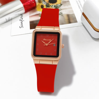 Manufacturer's in stock foreign trade new leisure sports scale calendar square silicone strap quartz women's watch watch watch