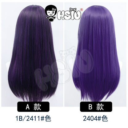 ?HSIU Brand?26 Colors 60cm Long Straight Hair Pink Gray  White purple Black pink Fiber synthetic wig + Free brand wig net